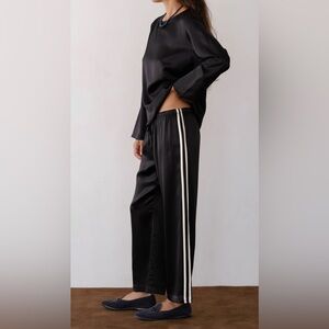 DONNI Silk Stripe Crop Pant in Jet